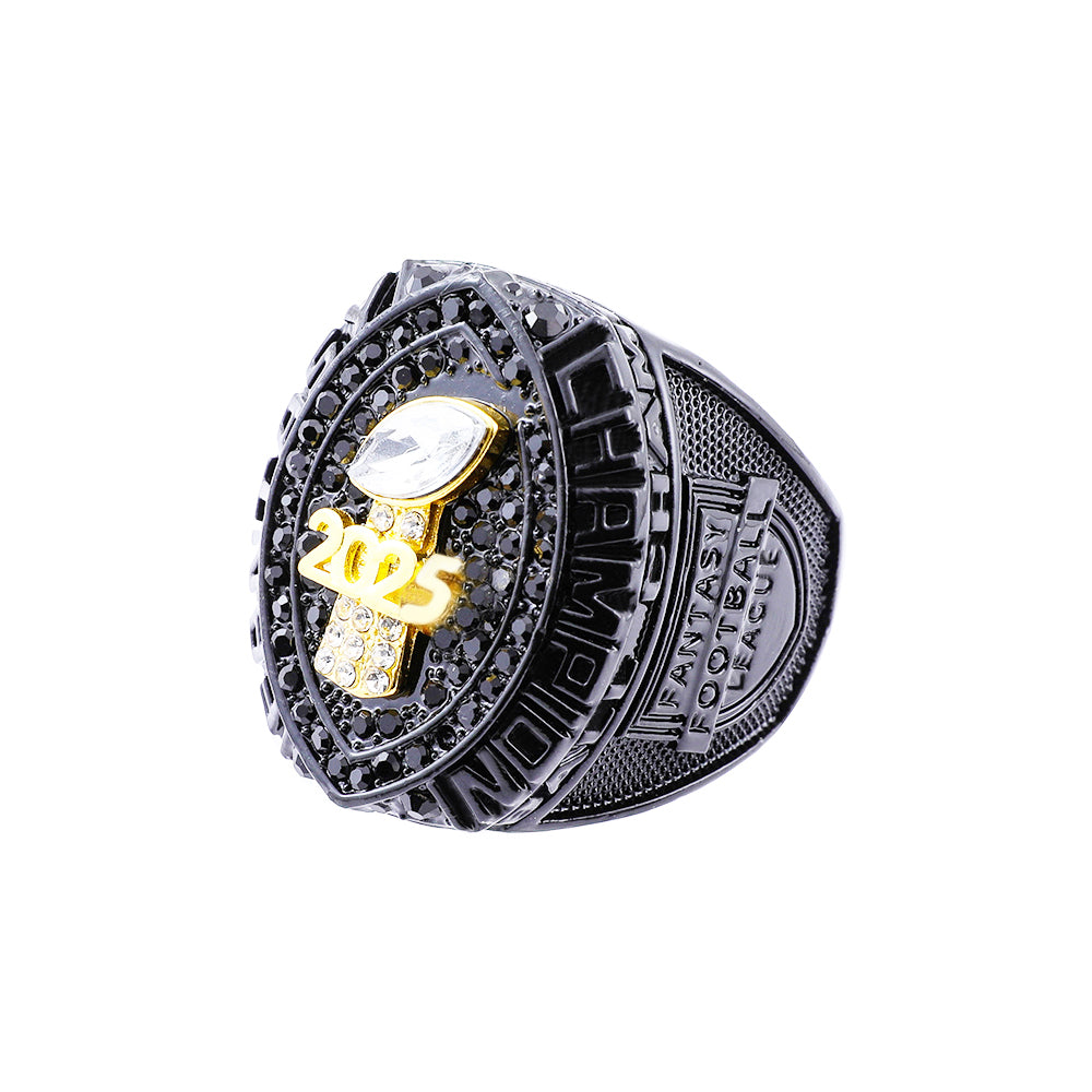 Black & Gold Fantasy Football Championship Ring 2025 – Champion Edition