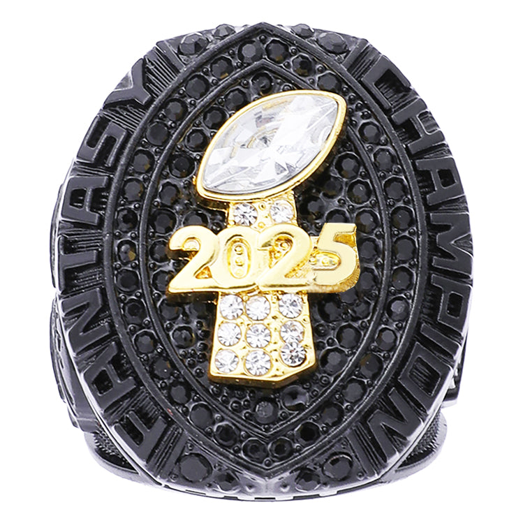 Black & Gold Fantasy Football Championship Ring 2025 – Champion Edition