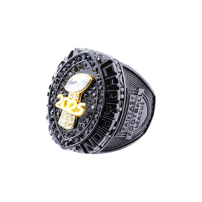 Black & Gold Fantasy Football Championship Ring 2025 – Champion Edition