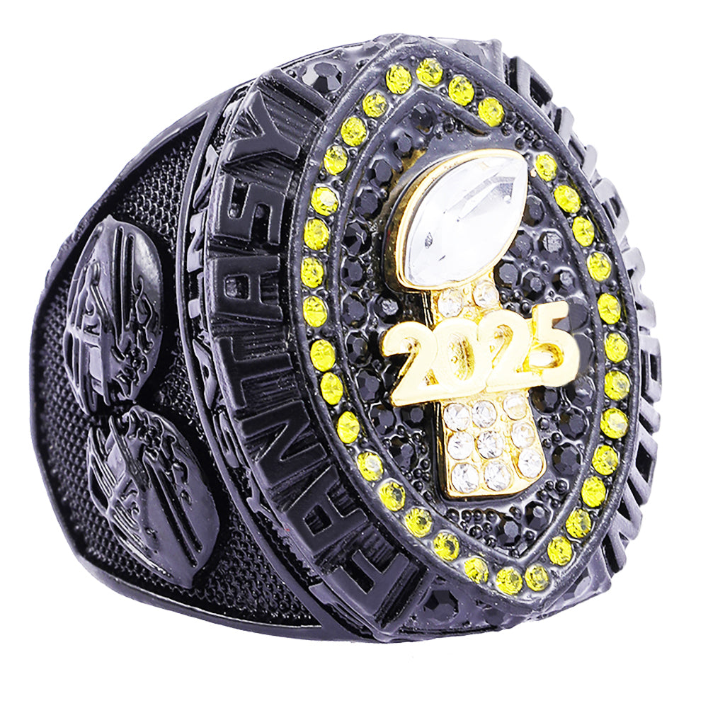 Black, Gold & Yellow Fantasy Football Championship Ring 2025 – Champion Edition