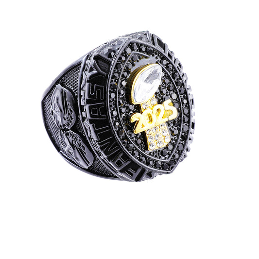 Black & Gold Fantasy Football Championship Ring 2025 – Champion Edition