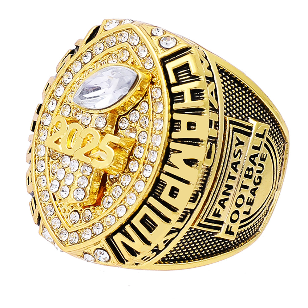 Gold Fantasy Football Championship Ring 2025 – Champion Edition