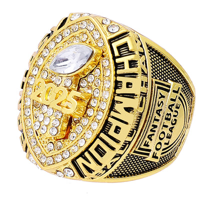 Gold Fantasy Football Championship Ring 2025 – Champion Edition