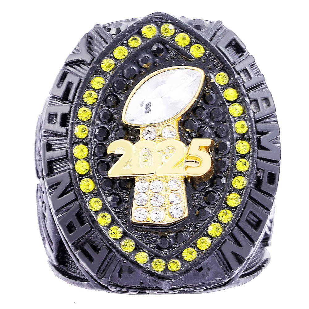 Black, Gold & Yellow Fantasy Football Championship Ring 2025 – Champion Edition
