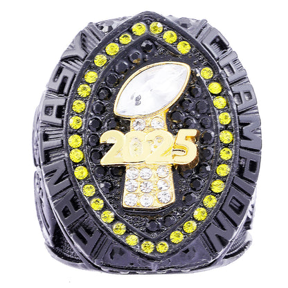 Black, Gold & Yellow Fantasy Football Championship Ring 2025 – Champion Edition