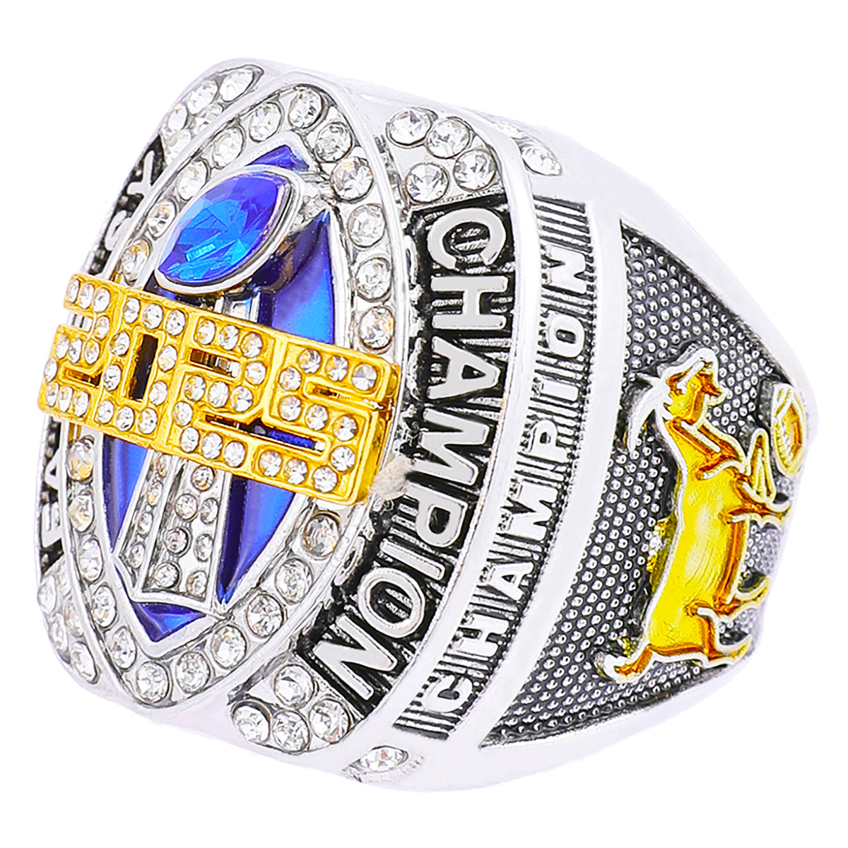 Fantasy Football Championship Ring – Silver, Gold & Blue Champion Edition