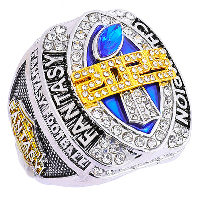 Fantasy Football Championship Ring – Silver, Gold & Blue Champion Edition