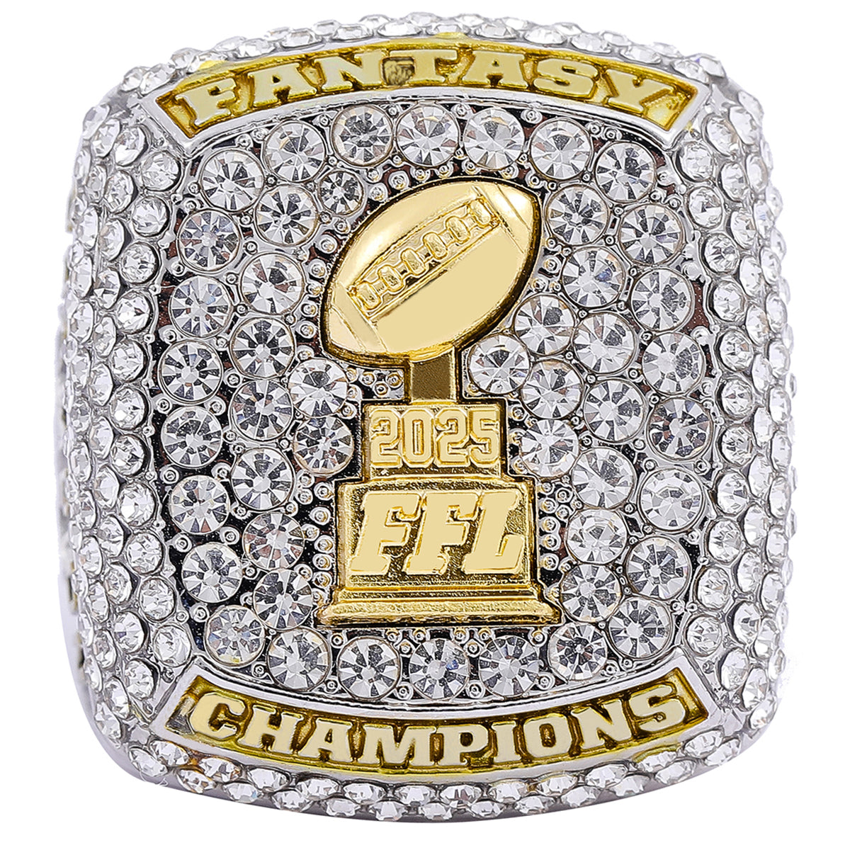 Fantasy Football Championship Ring 2025 – Silver & Gold Champion Edition